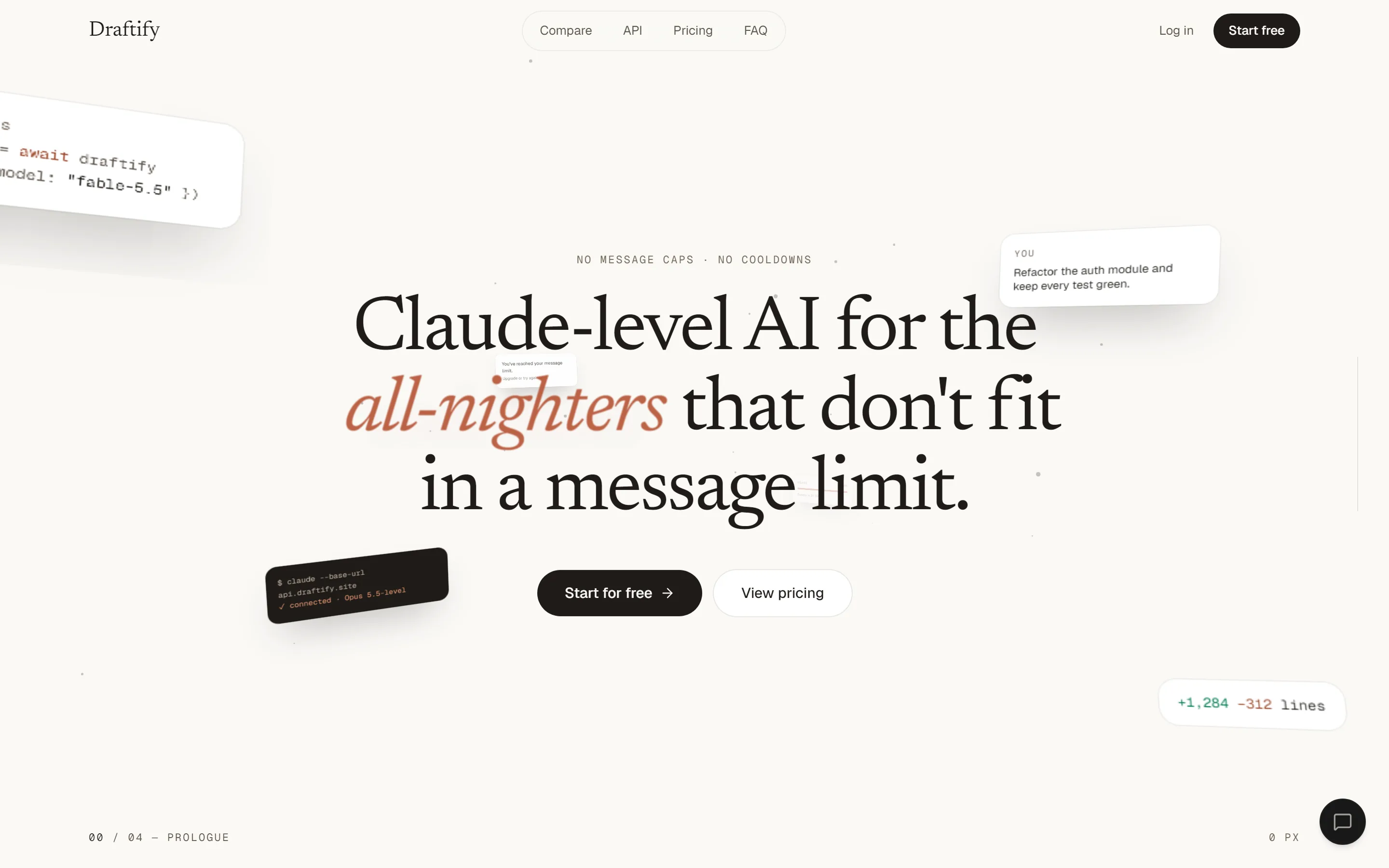 Draftify homepage